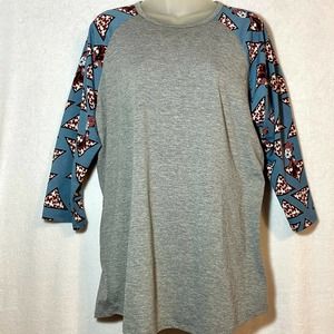 Lularoe Randy Jersey Style Top XL Gray Blue Disney Minnie Mouse